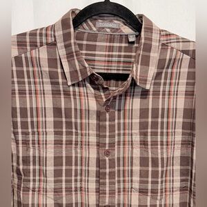 Toad&Co Mojo Shirt Long Sleeve Button Front Organic Cotton Brown Plaid Mens M